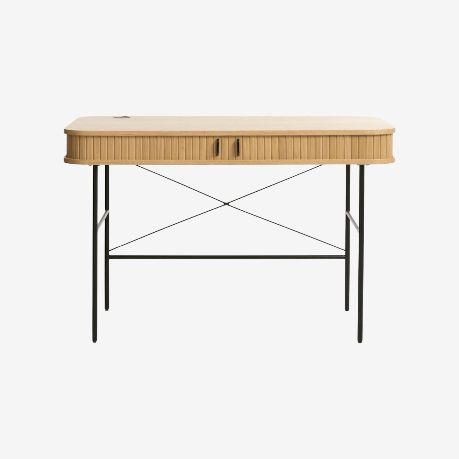 KLINSMEN | שולחן עבודה מעץ ומתכת עם מדפים סגורים, 120 ס"מ