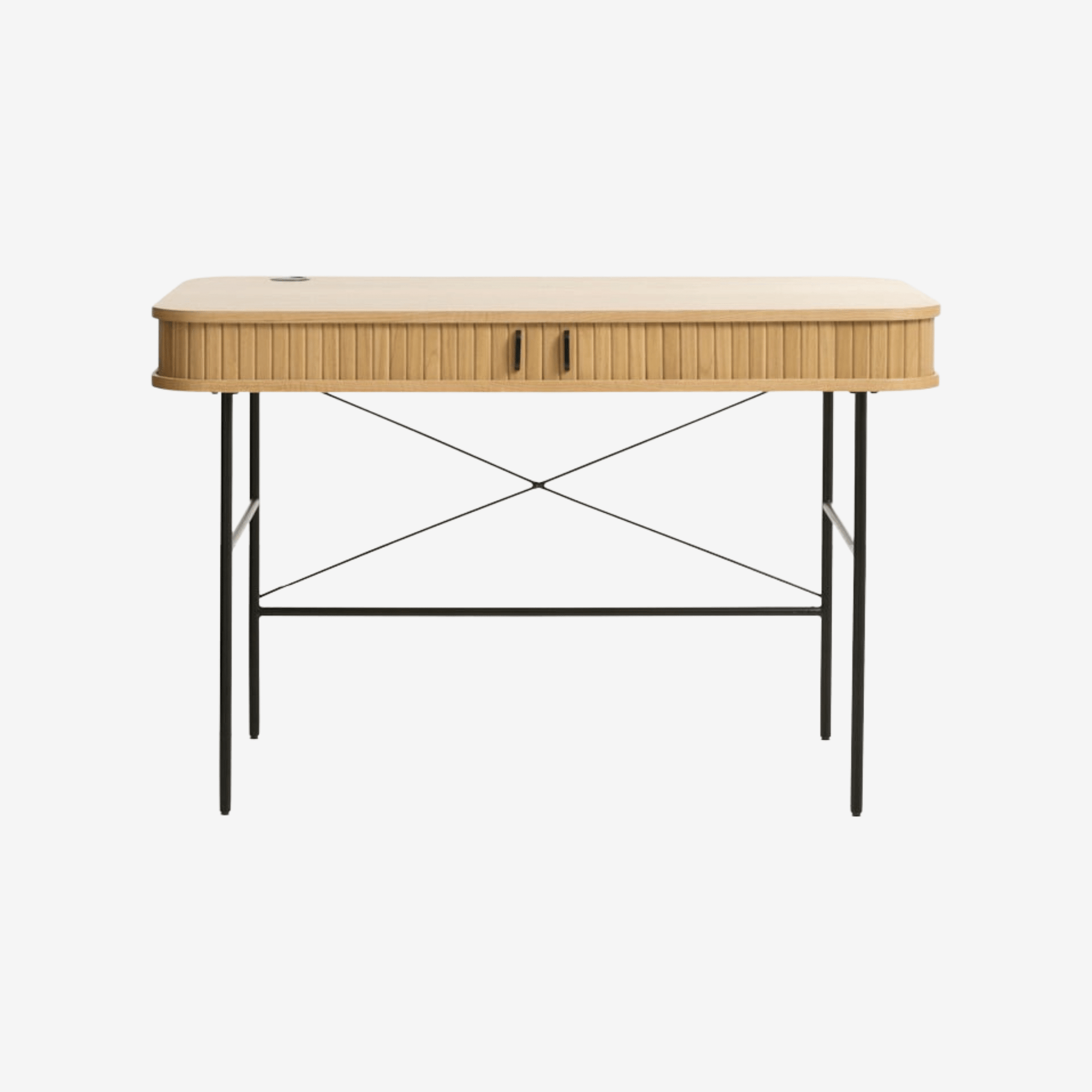 KLINSMEN | שולחן עבודה מעץ ומתכת עם מדפים סגורים, 120 ס"מ