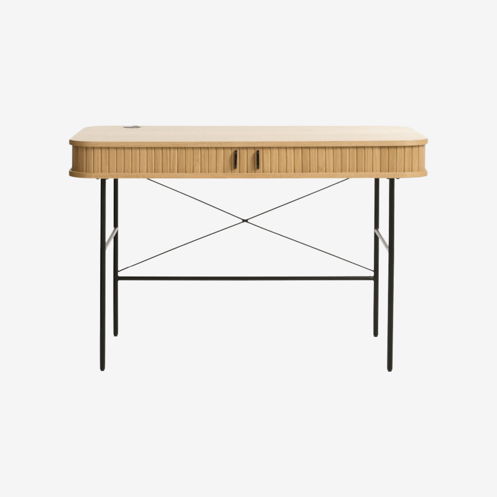 KLINSMEN | שולחן עבודה מעץ ומתכת עם מדפים סגורים, 120 ס"מ