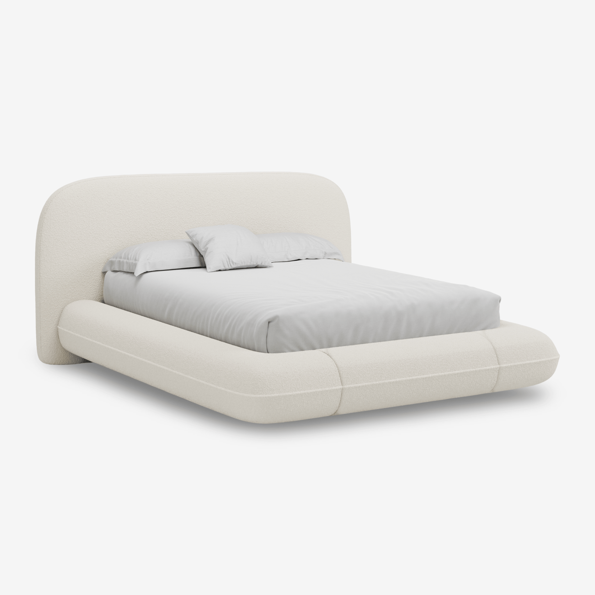 FUNGER | מיטה זוגית מרופדת בבד בוקלה