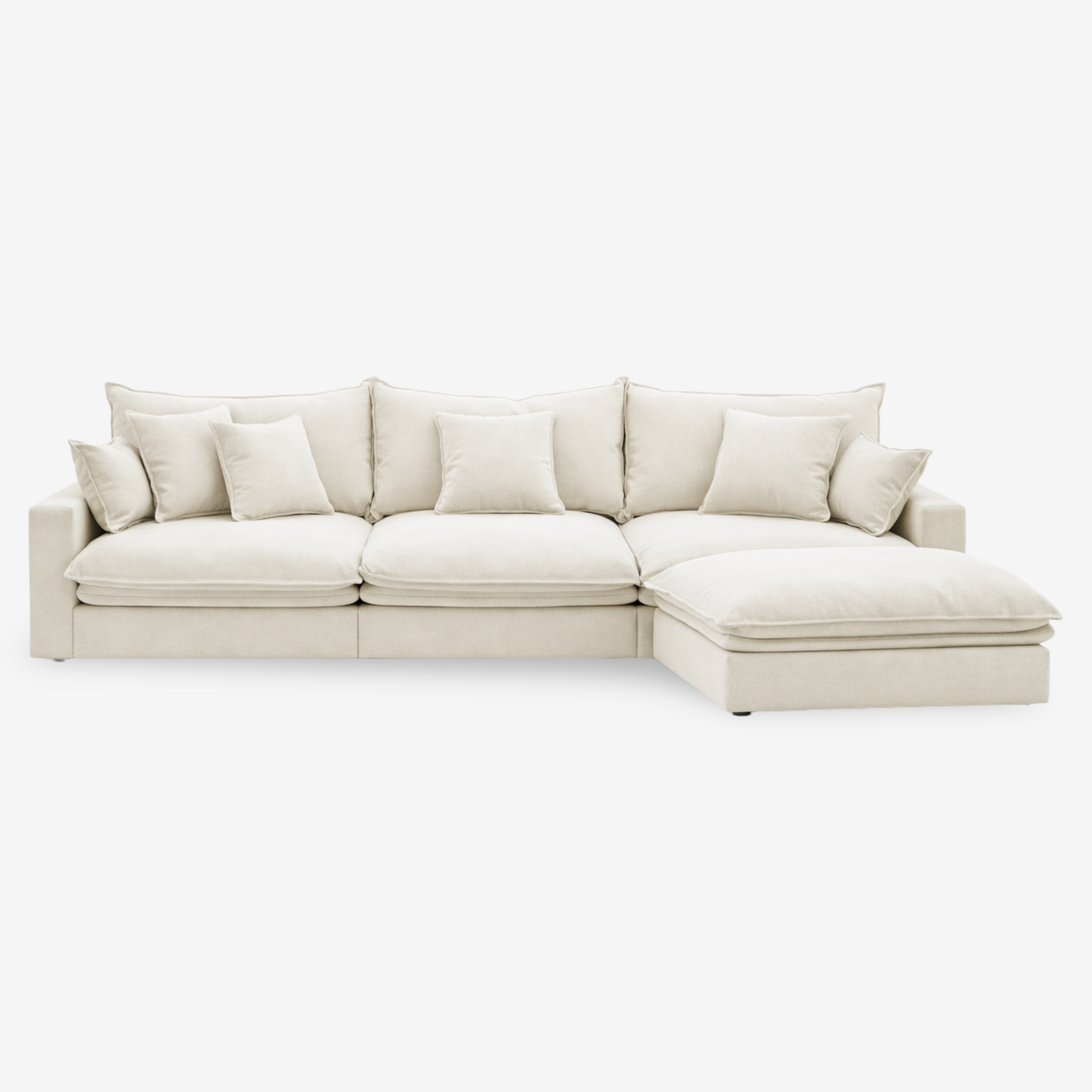 GLADE | ספה תלת-מושבית רכה עם הדום תואם, מרופדת בבד אריג