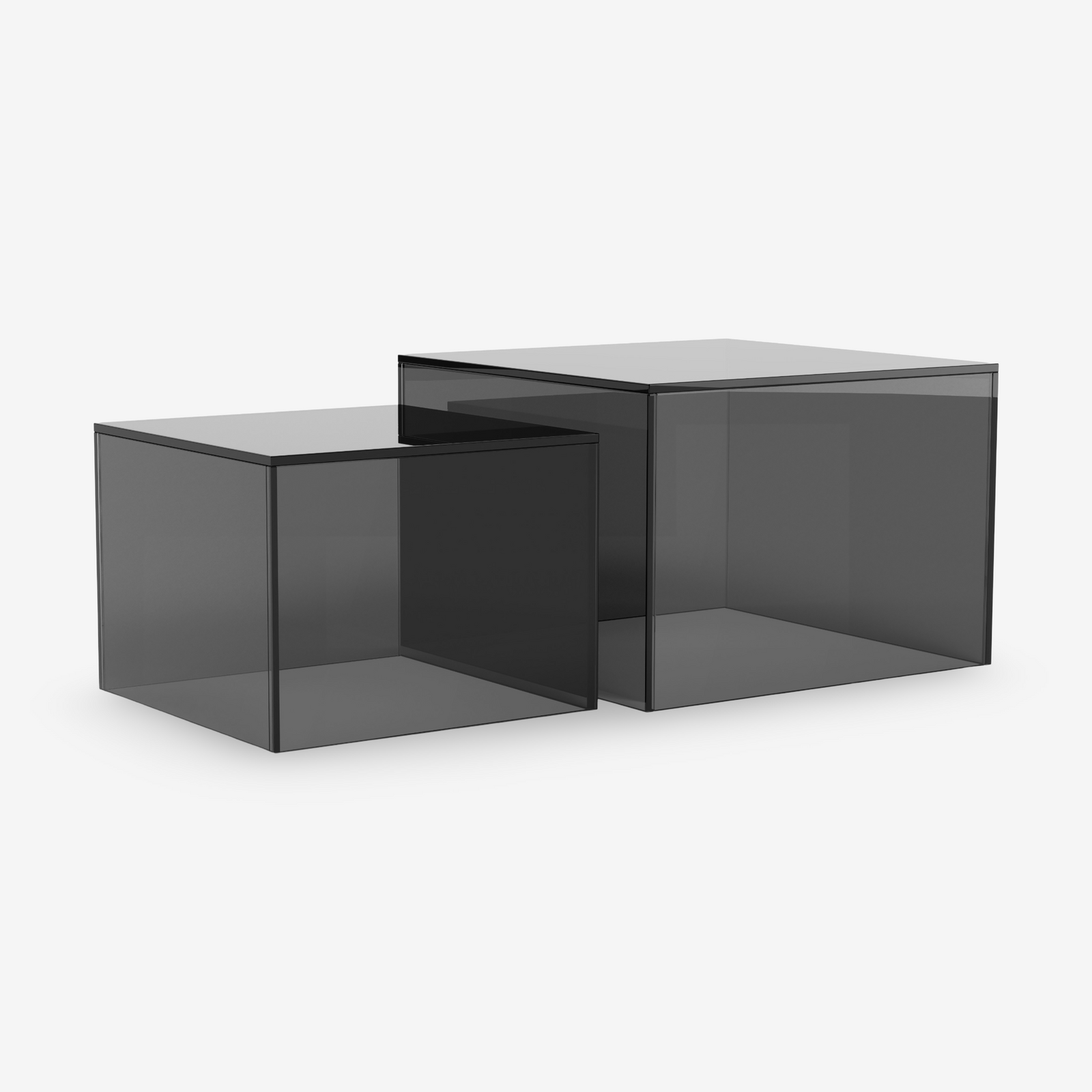 BENTO | זוג שולחנות סלון מרובעים מזכוכית מחוסמת