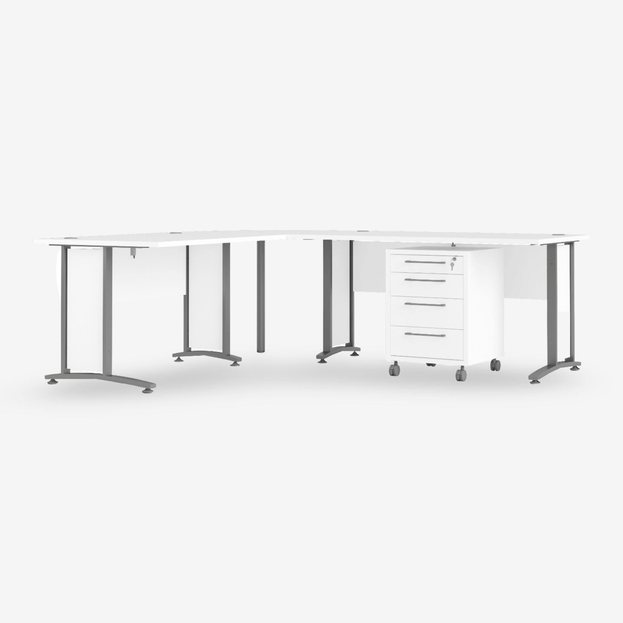 LIBALA | שולחן עבודה פינתי ושידת מגירות בשילוב מתכת, 230/200 ס"מ - KUALA