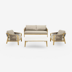 LUKAS | סט ישיבה לגינה מאלומיניום דמוי עץ, חבלים וכריות - KUALA