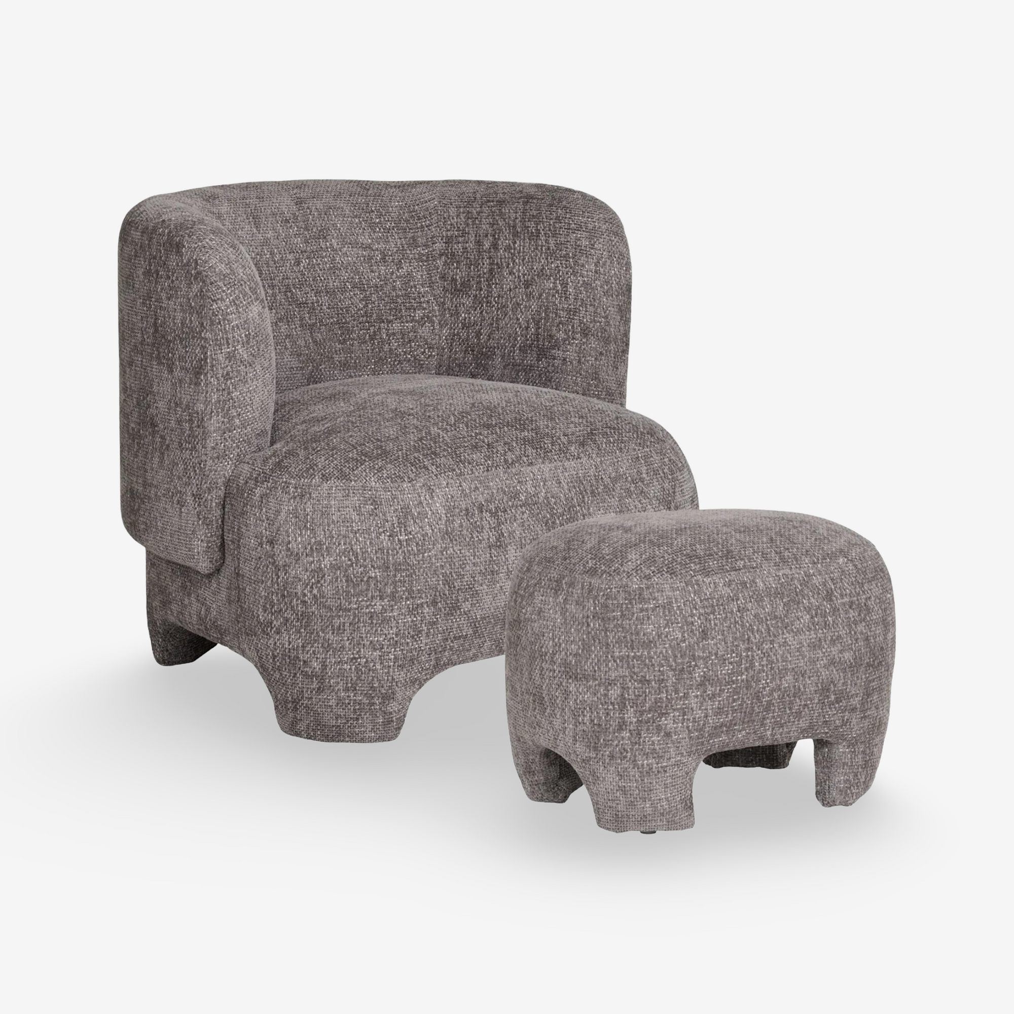 AUR | כורסא מרופדת בבד אריג עם הדום תואם - KUALA