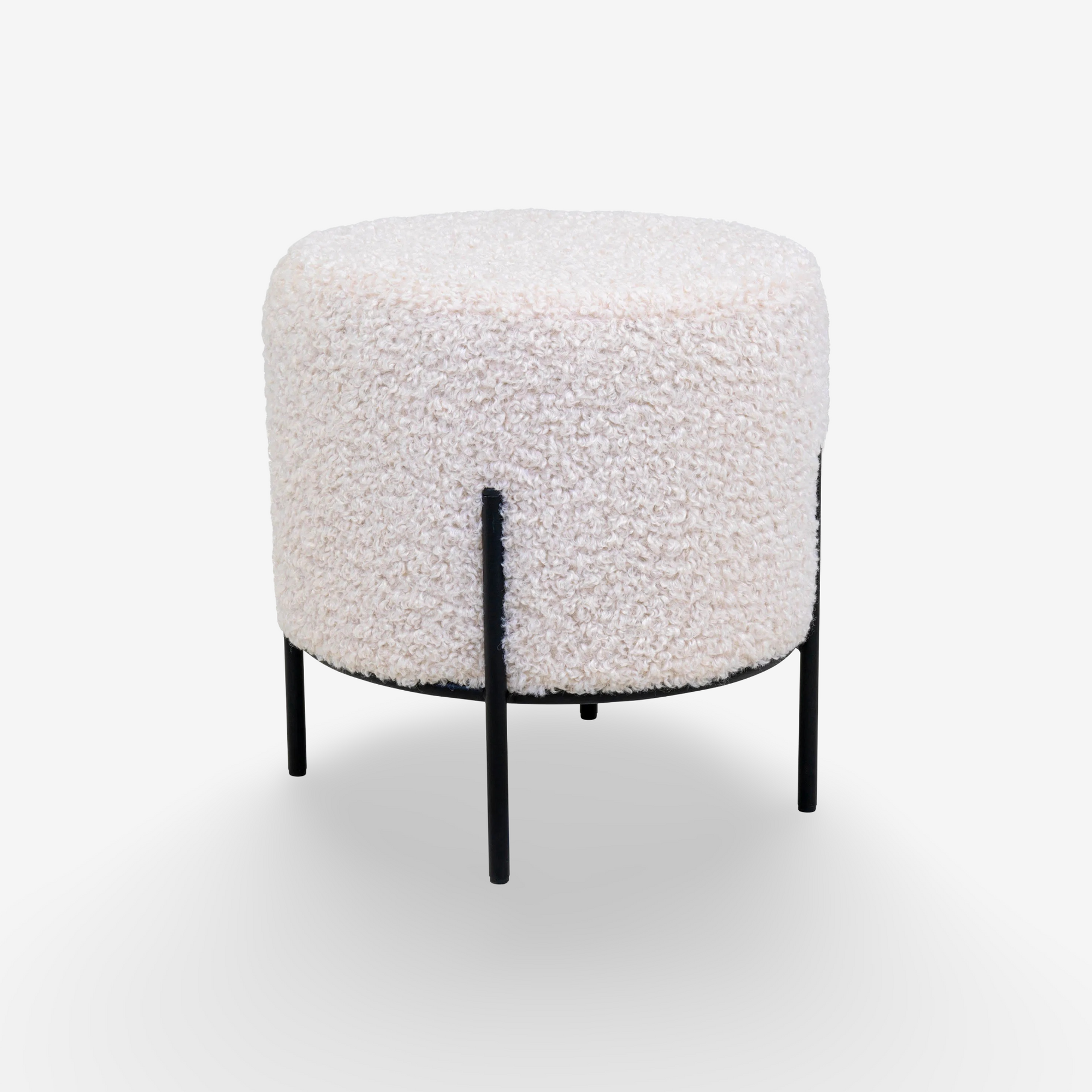 LYTEN | הדום עגול מרופד בבד בוקלה, בשילוב רגלי מתכת - KUALA