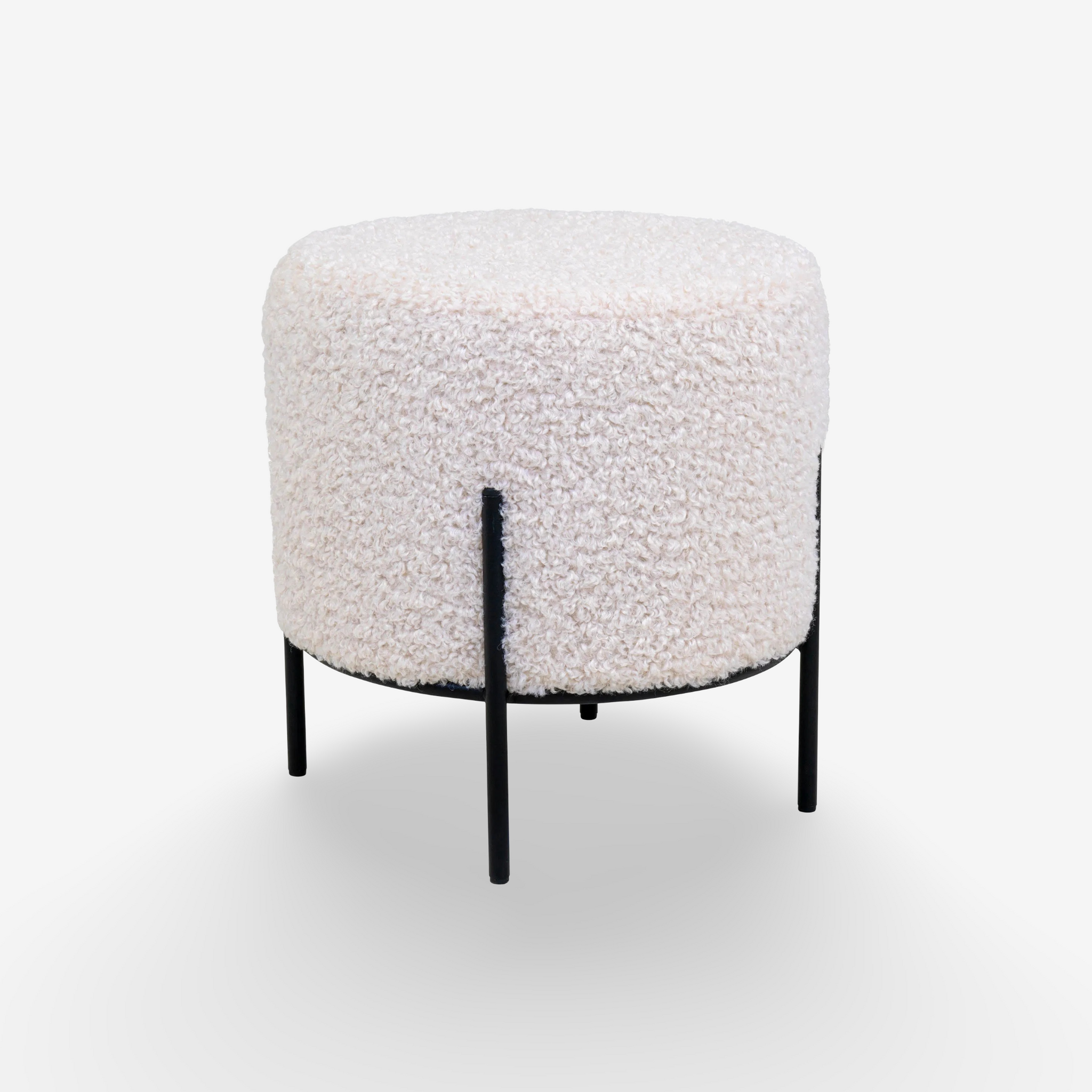 LYTEN | הדום עגול מרופד בבד בוקלה, בשילוב רגלי מתכת - KUALA