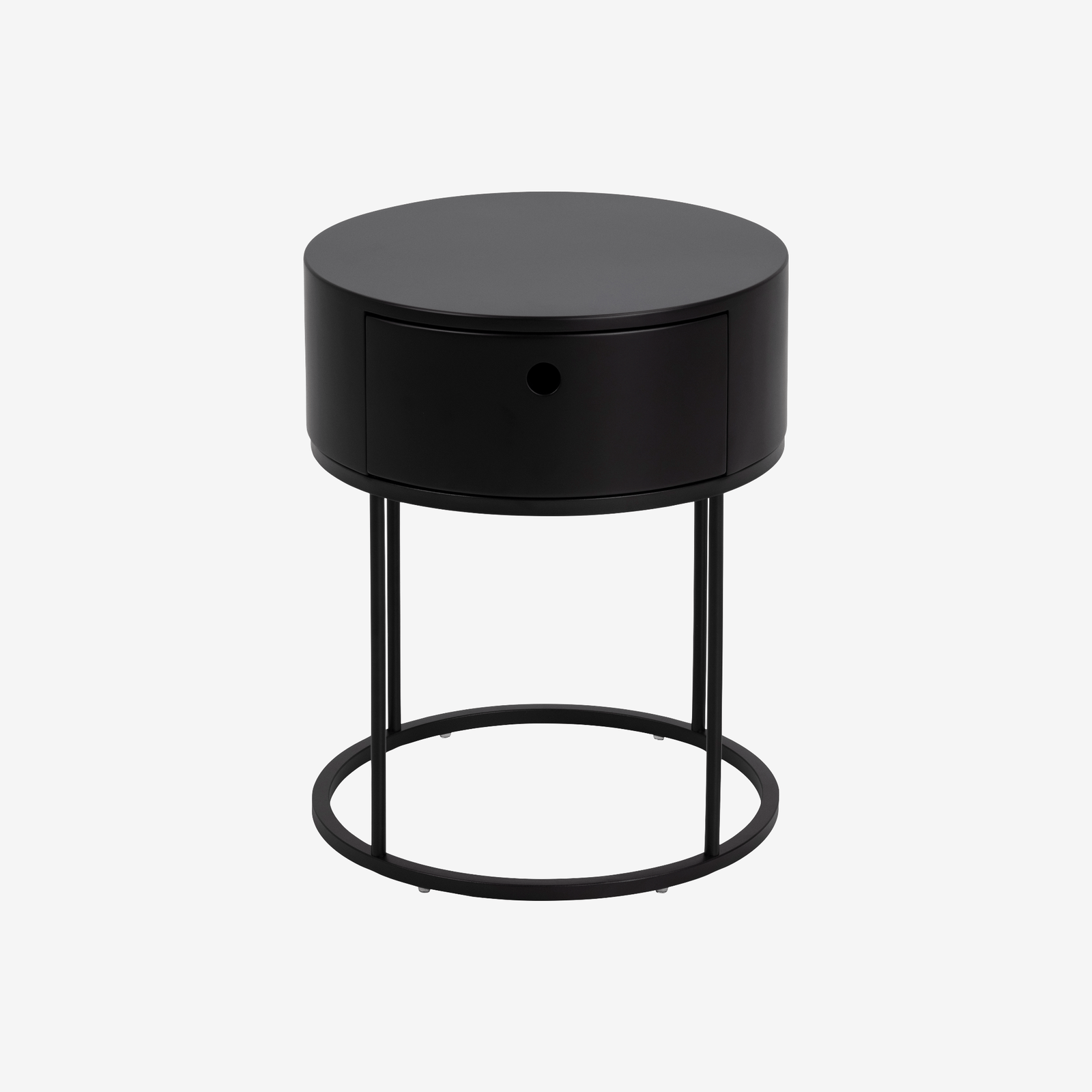 NIBE | שידת לילה מעץ ומתכת קוטר 41 ס"מ, עם מגירה