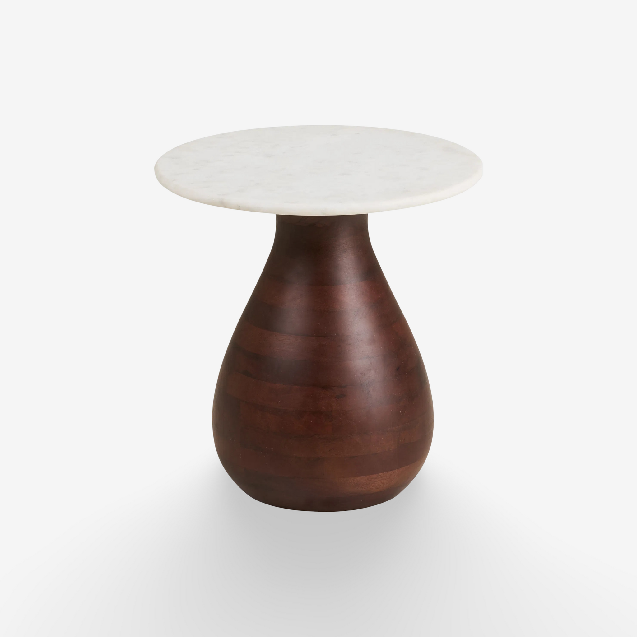 KERA |  שולחן צד עגול מעץ מנגו מלא ושיש, קוטר 40 ס"מ - KUALA