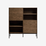 RAENKA | שידת אחסון מעץ ומתכת, עם מדפים פתוחים וסגורים