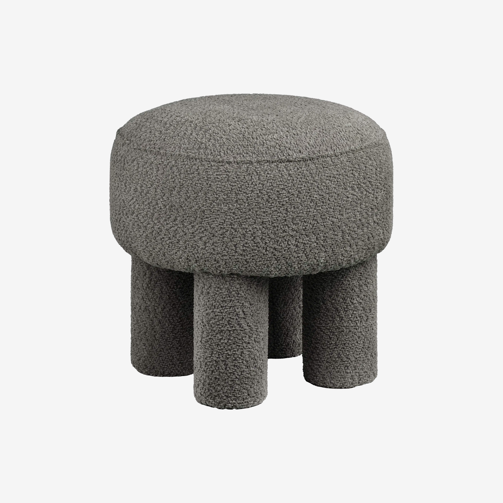 RUYUM | הדום עגול מרופד בבד אריג בגוון אפור