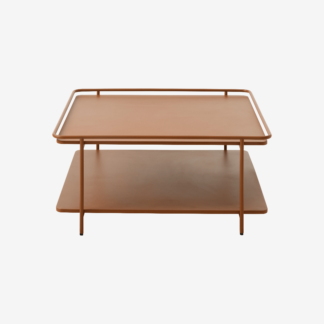 EKKO | שולחן סלון ריבועי מעץ ומתכת, 75/75 ס"מ