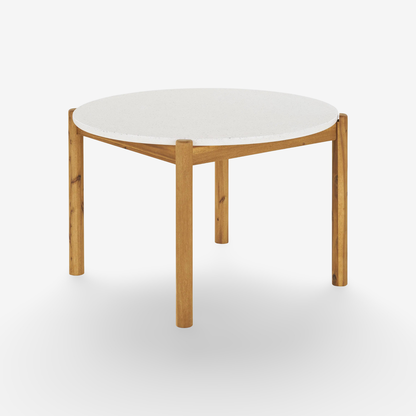 TERA | שולחן אוכל לגינה מעץ שיטה מלא ואבן טרצו , קוטר 120 ס"מ - KUALA