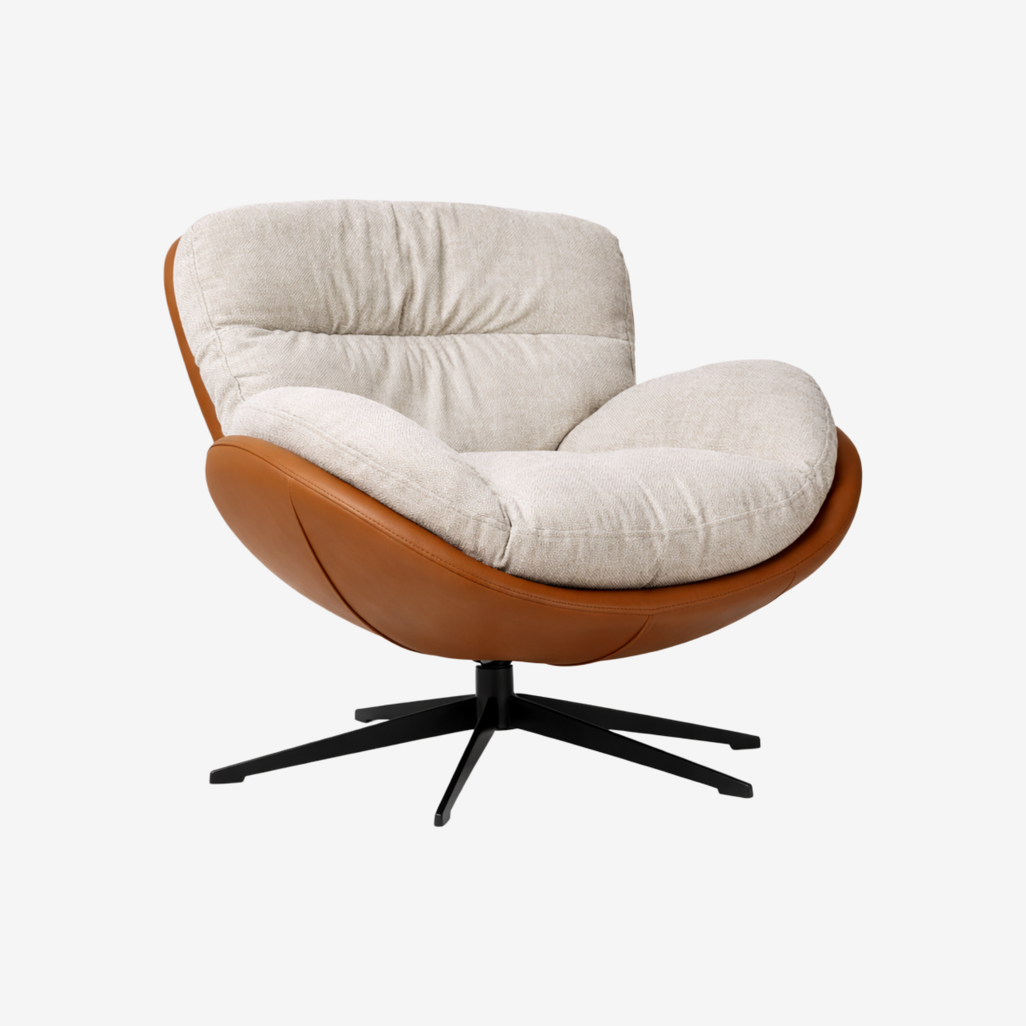 DUALI | כורסא מסתובבת מרופדת בבד אריג בשילוב דמוי עור - KUALA