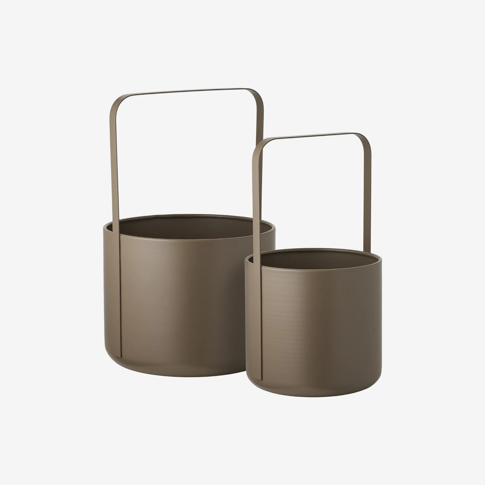 WIKI | סט עציצי מתכת בשילוב ידית בגוון חום - KUALA