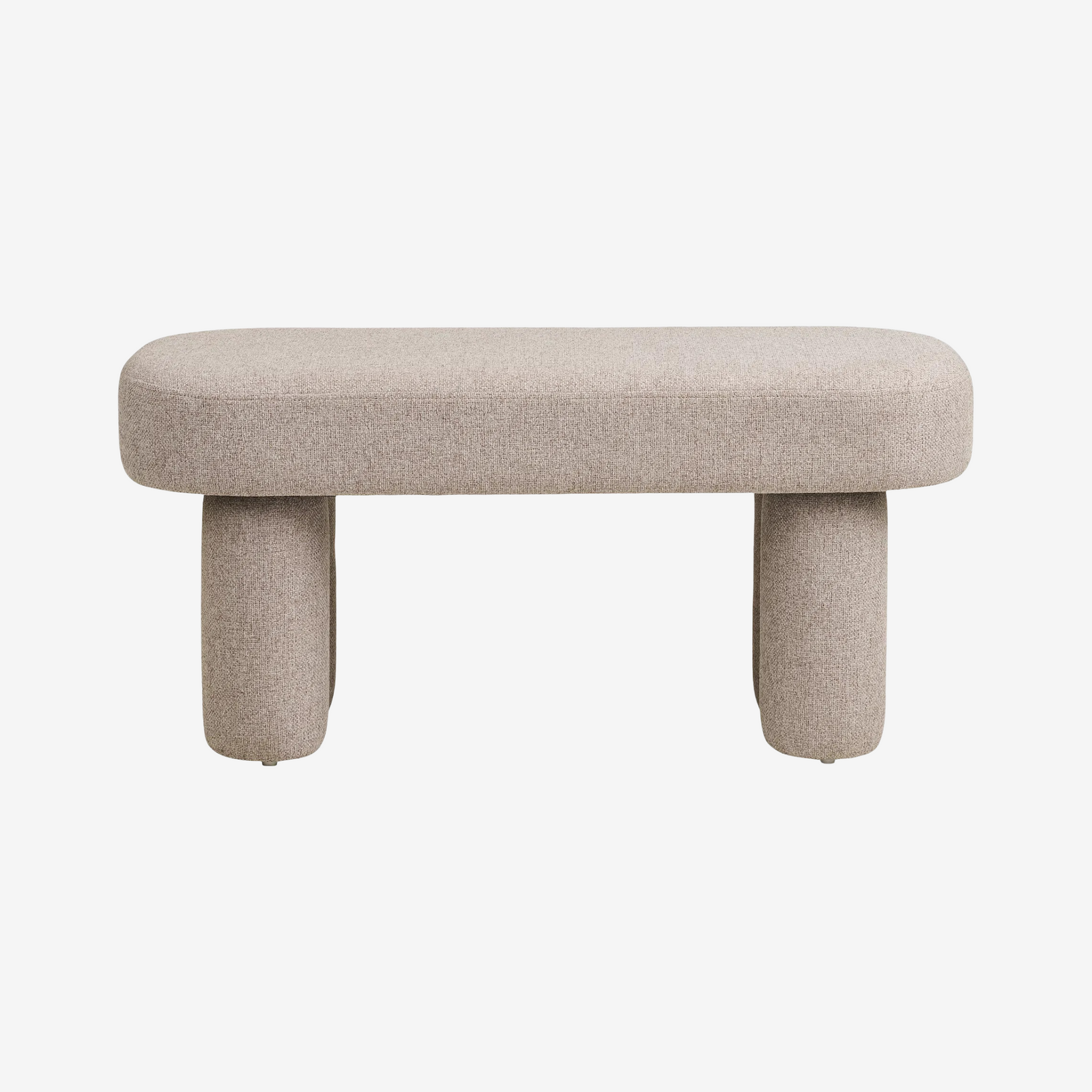 SIBE | ספסל אובלי מרופד בבד אריג בגוון חול