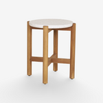 OLO | שולחן צד מעץ שיטה ואבן טרצו, קוטר 37 ס"מ - KUALA