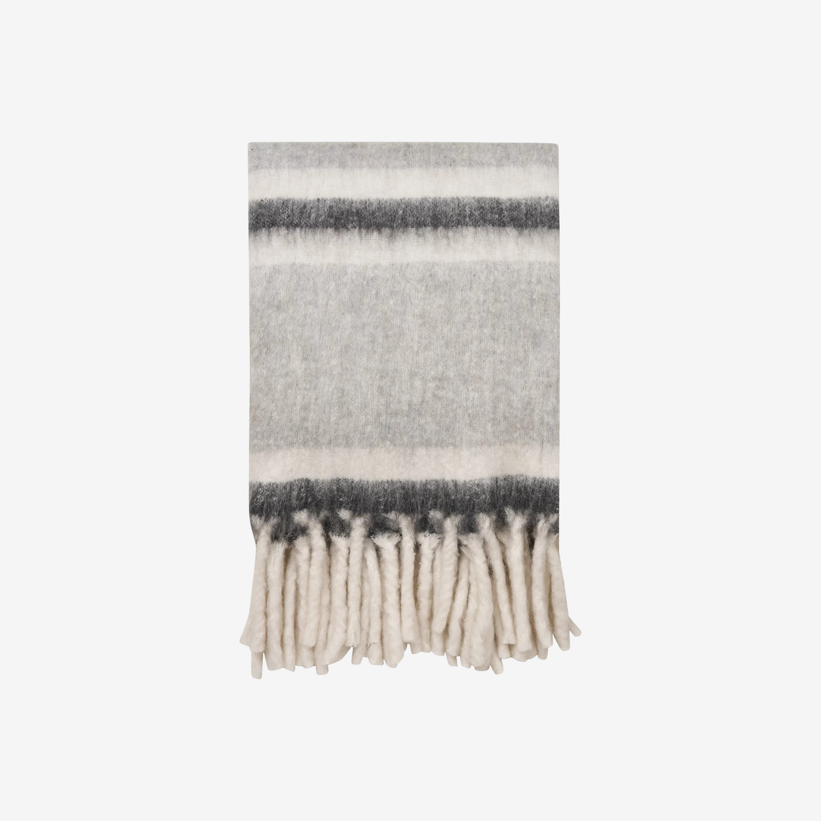 SIRO | שמיכת צמר פסים בגווני אפור ולבן - KUALA