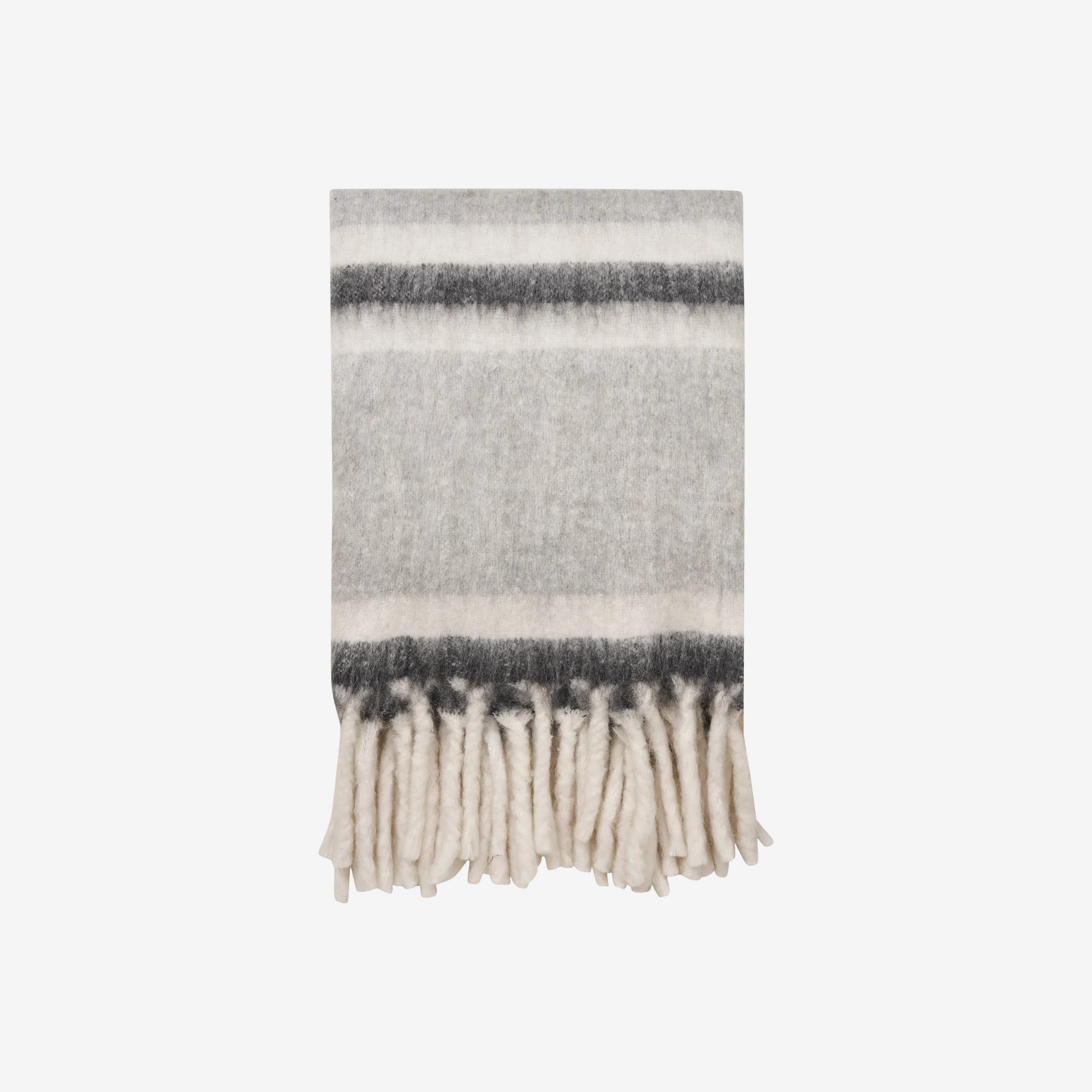 SIRO | שמיכת צמר פסים בגווני אפור ולבן - KUALA