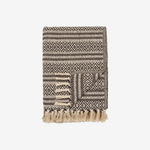 ALRA | שמיכה מכותנה ממוחזרת עם עיטורים בגווני חום - KUALA