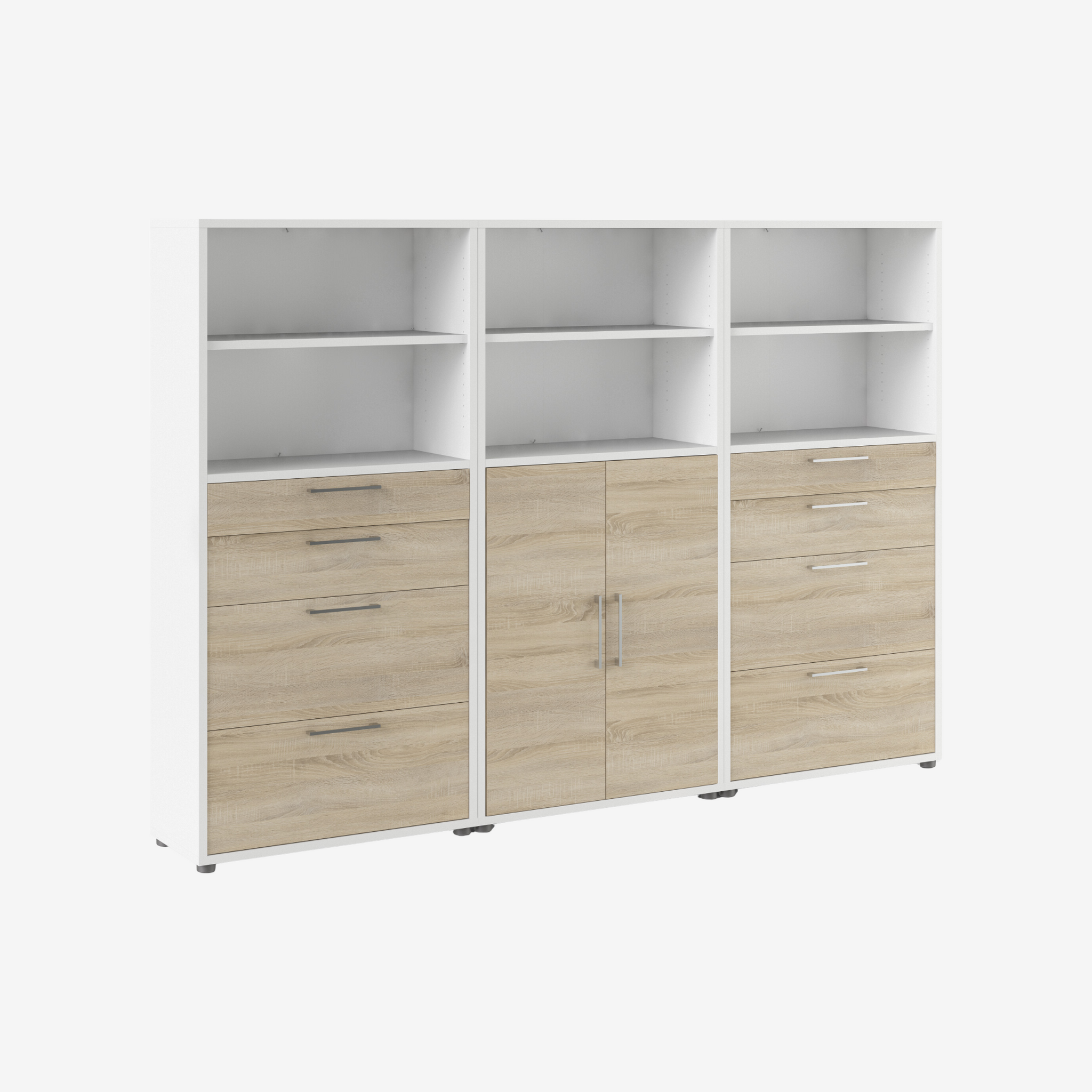 SOYI | יחידת אחסון ממלמין, עם מגירות ומדפים פתוחים וסגורים