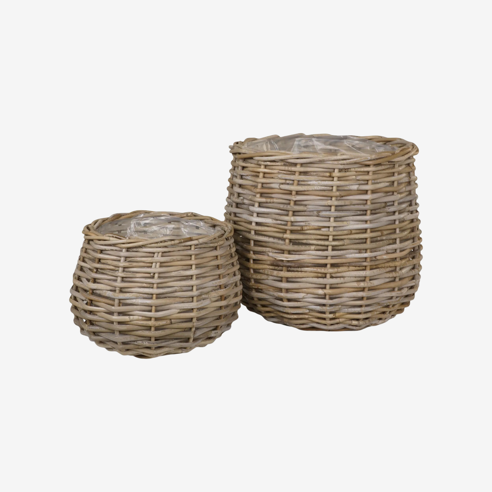 IVLO | סט עציצים עגולים מראטן בגוון טבעי - KUALA