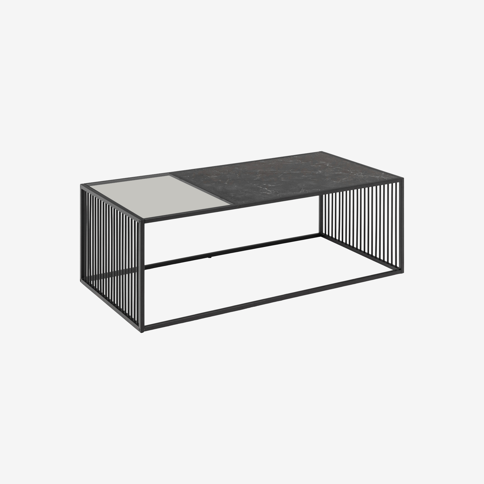 ﻿SATANU | שולחן סלון מלבני ממלמין ומתכת, 120/60 ס"מ