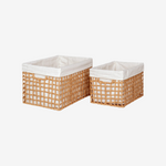 HORA | סט סלסלות קש עם בטנה בגוון טבעי - KUALA