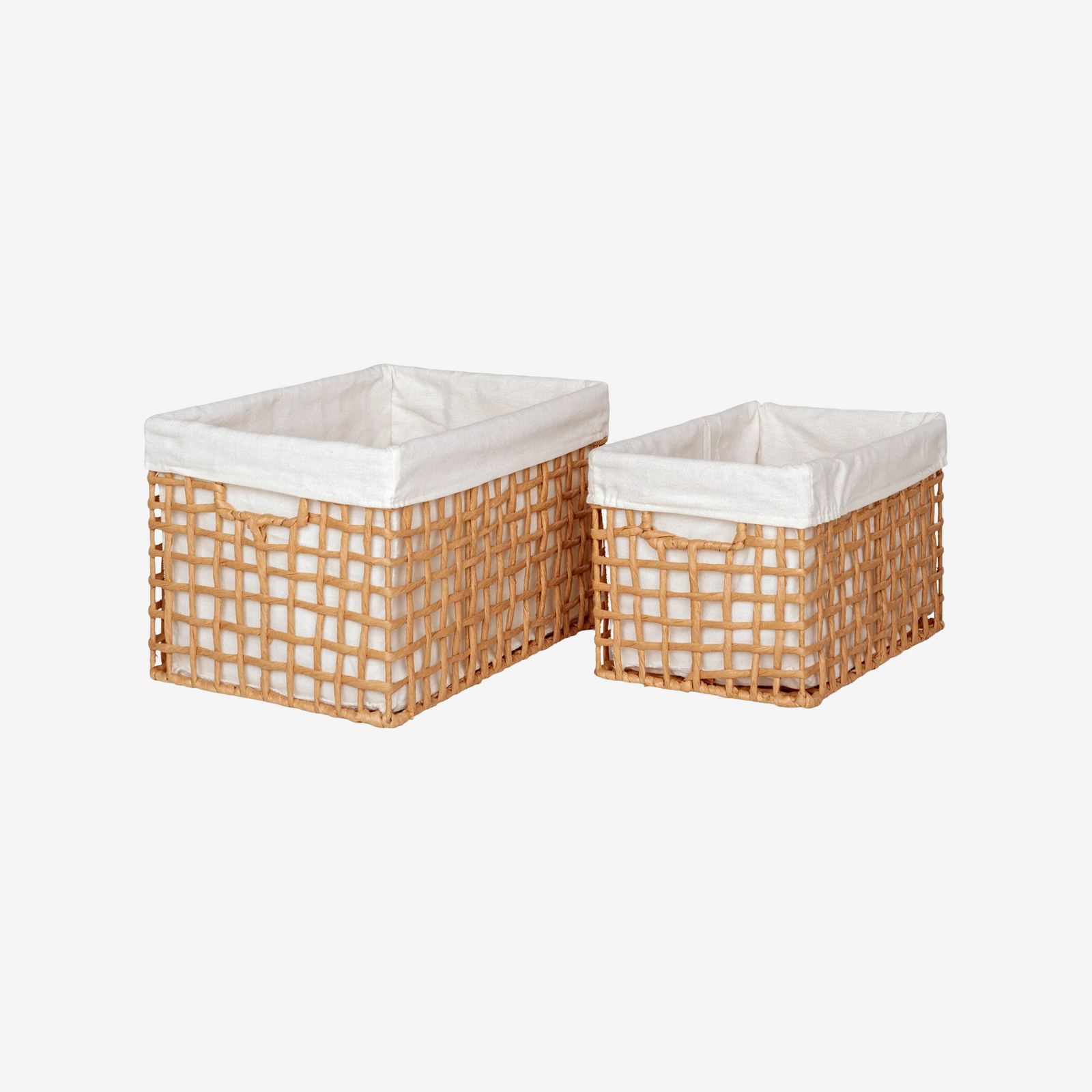 HORA | סט סלסלות קש עם בטנה בגוון טבעי - KUALA