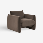 MAKUO | כורסא מודרנית בבד קטיפה בגוון שוקולד