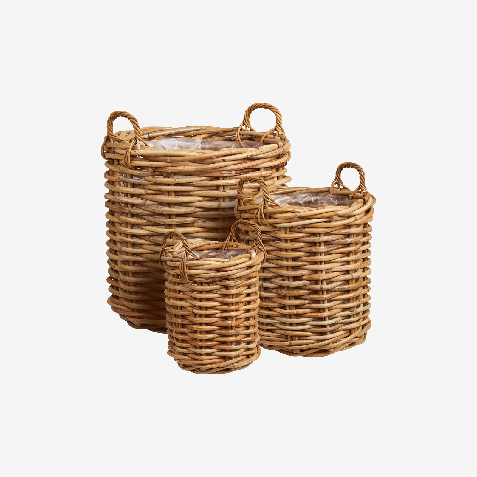 GERO | סט 3 עציצים מראטן בגוון טבעי