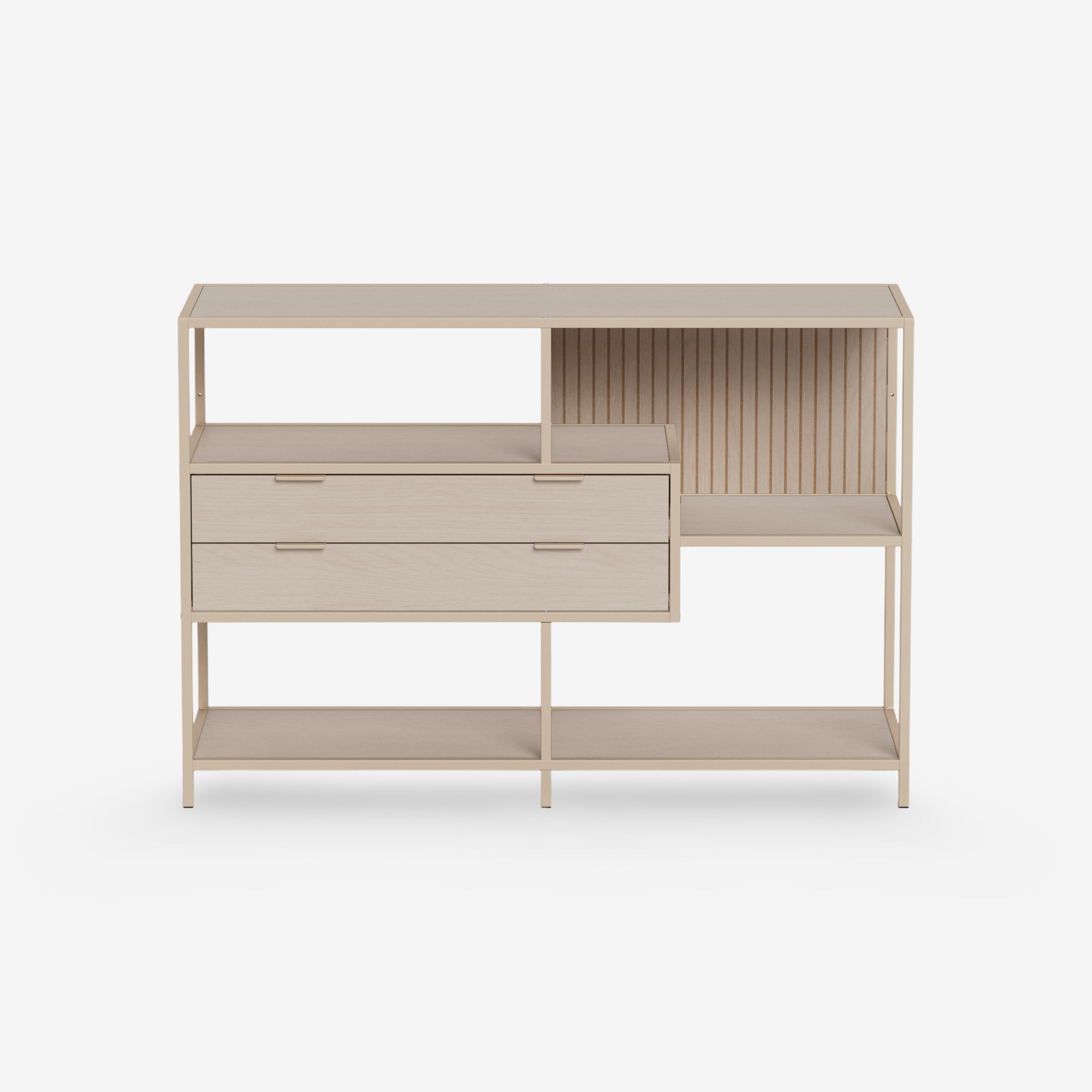 FRION | שידת מדפים ממתכת, עם 3 מדפים פתוחים ו-2 מגירות - KUALA