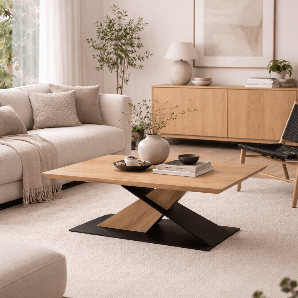 RAGINI | שולחן סלון מלבני מעץ ומתכת, 120/68 ס"מ - KUALA