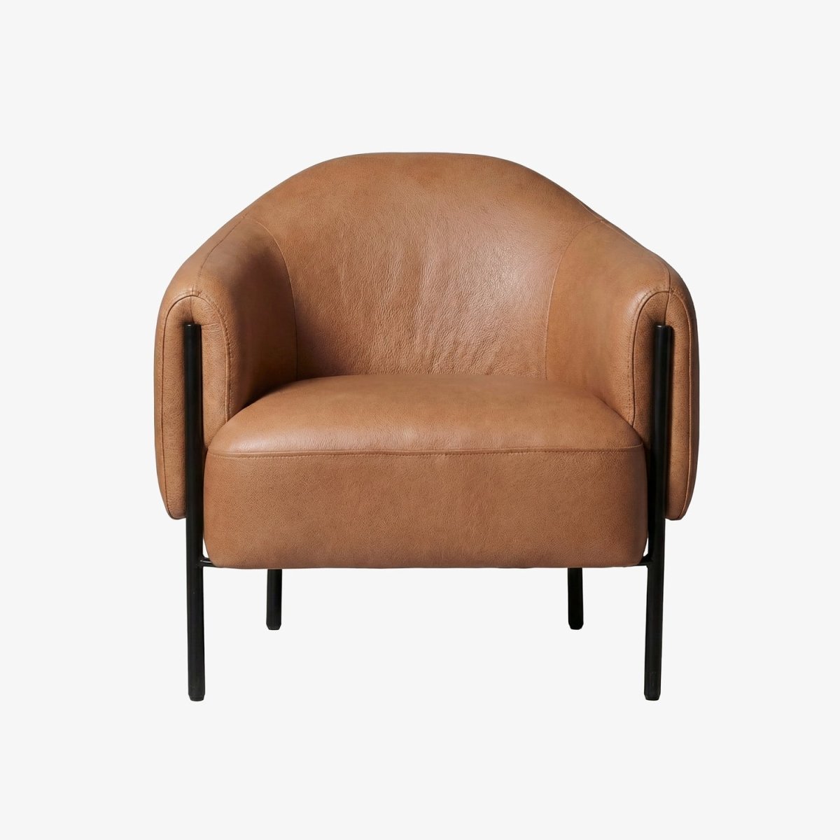 RAGINO | כורסת רטרו מרופדת בבד עור בשילוב מתכת - KUALA