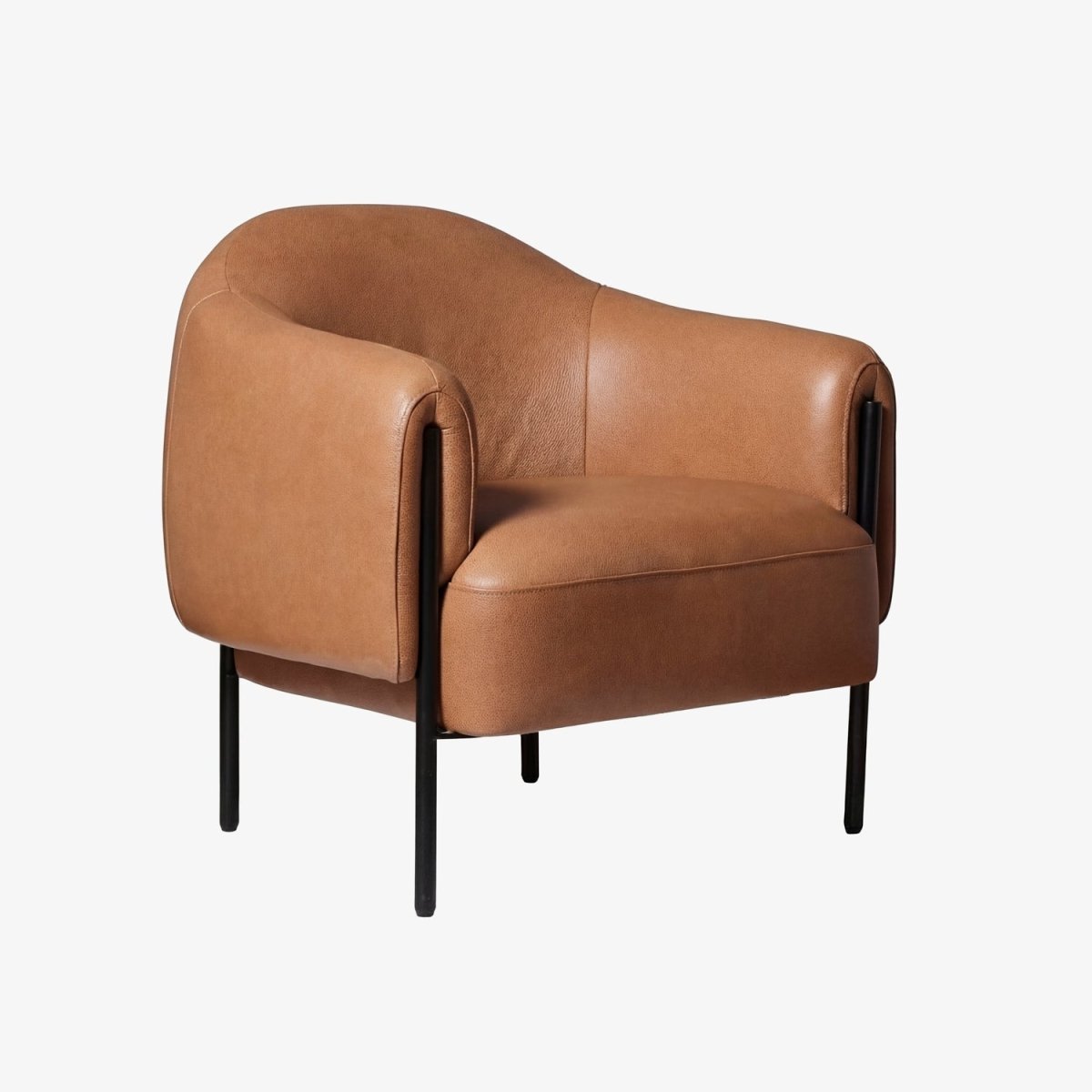 RAGINO | כורסת רטרו מרופדת בבד עור בשילוב מתכת - KUALA