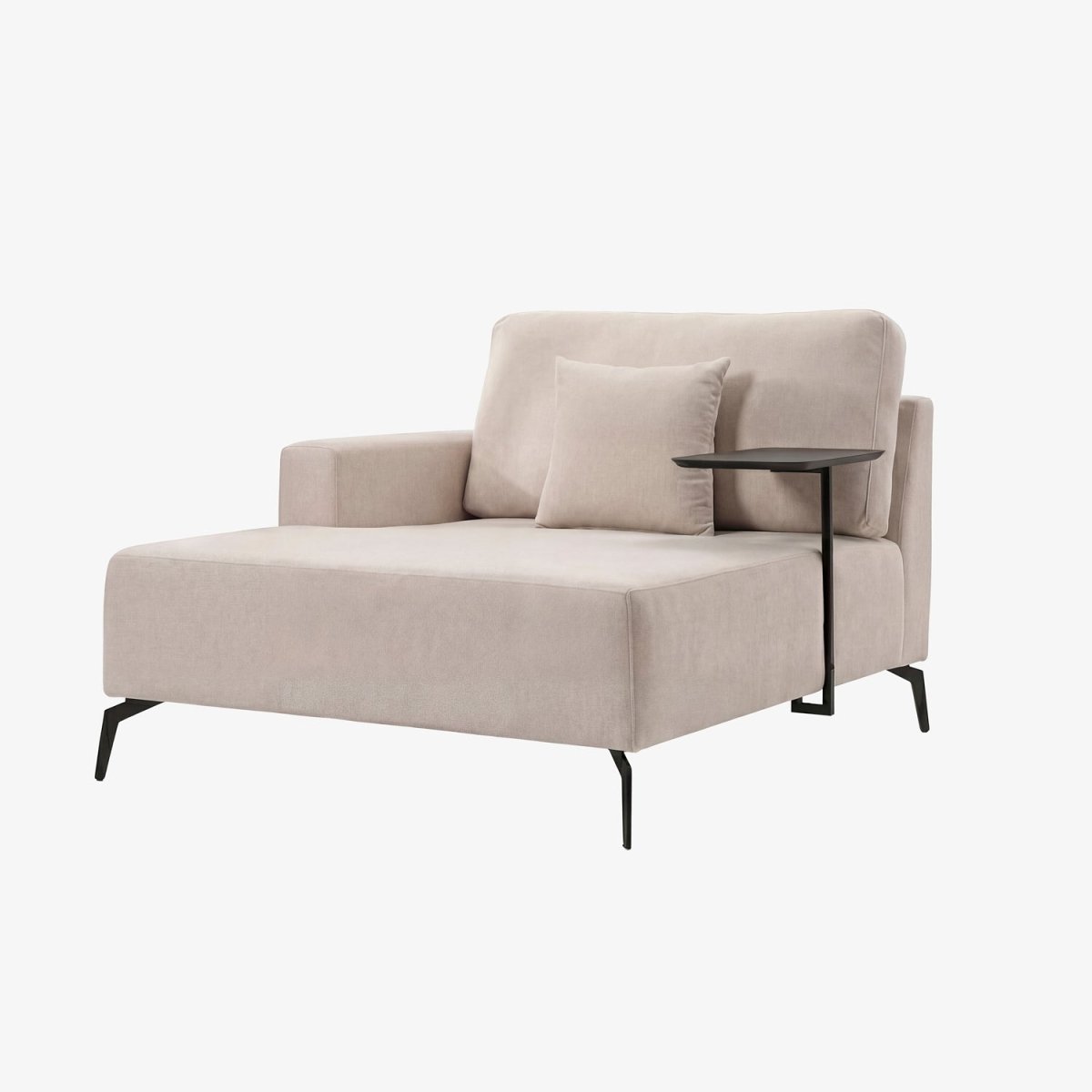 RAGNAR | כורסת שזלונג מרופדת בבד אריג עם מגש עץ - KUALA