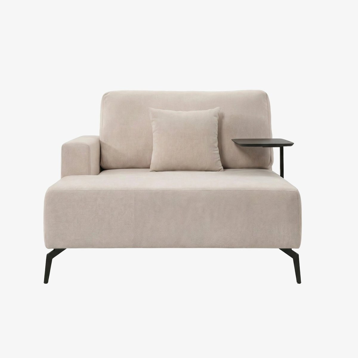 RAGNAR | כורסת שזלונג מרופדת בבד אריג עם מגש עץ - KUALA