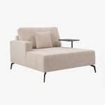 RAGNAR | כורסת שזלונג מרופדת בבד אריג עם מגש עץ - KUALA