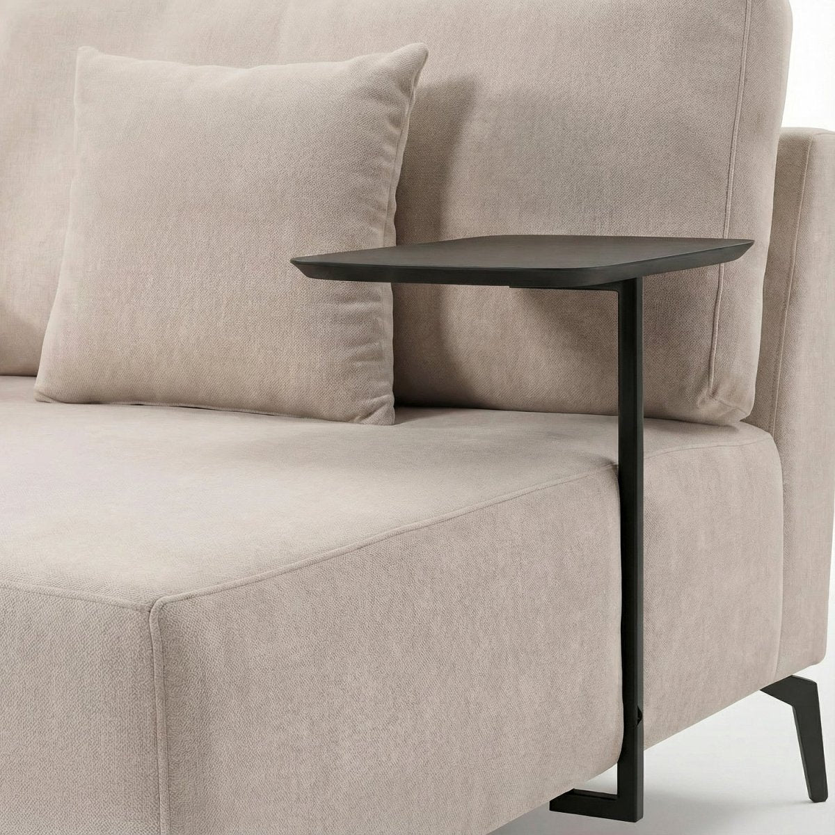 RAGNAR | כורסת שזלונג מרופדת בבד אריג עם מגש עץ - KUALA