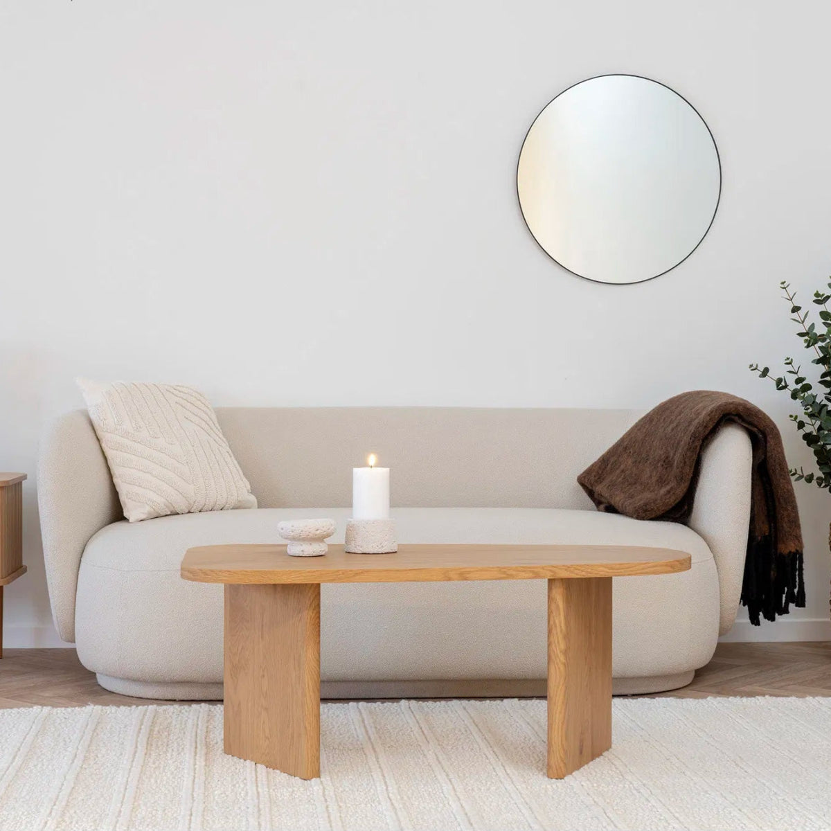 RIDAL | ספה סקנדינבית מרופדת בבד בוקלה, 185 ס"מ - KUALA