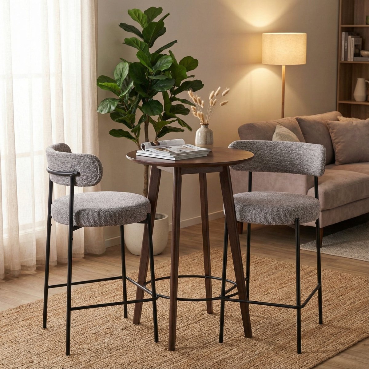 ROLFO | כיסא בר מרופד בבד אריג בשילוב מתכת - KUALA