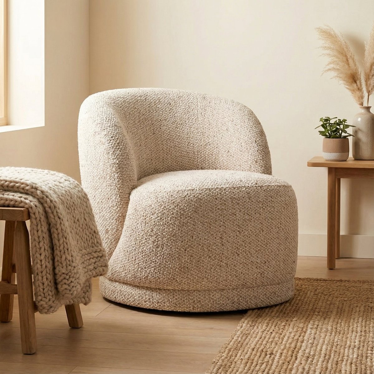 ROLFU | כורסא מעוגלת מרופדת בבד אריג - KUALA