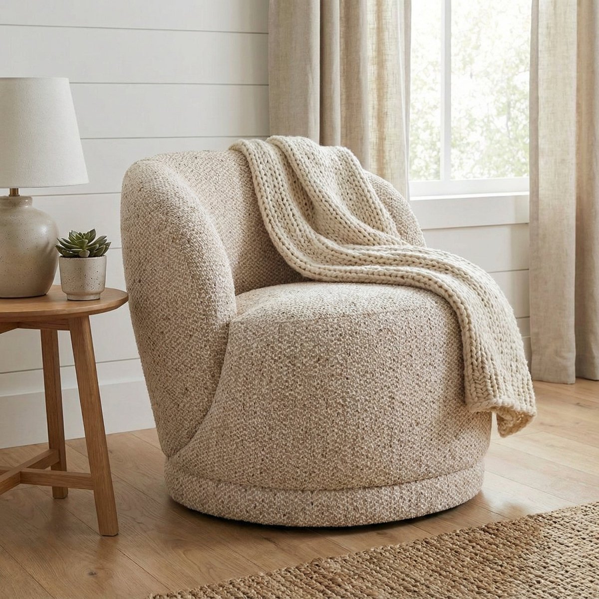 ROLFU | כורסא מעוגלת מרופדת בבד אריג - KUALA