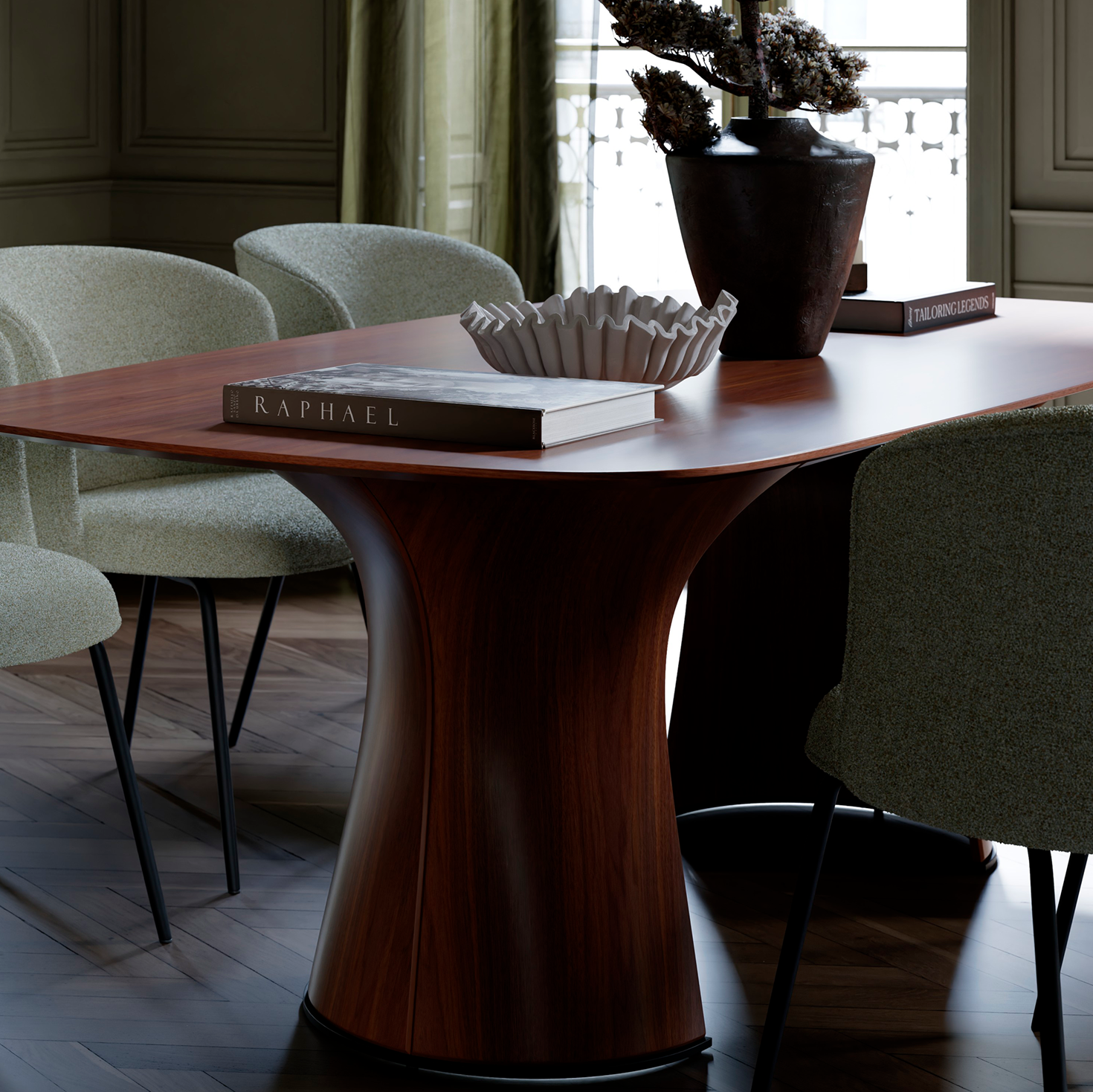 QUBICA | שולחן אוכל אובלי 220/110 ס"מ, עד 10 סועדים