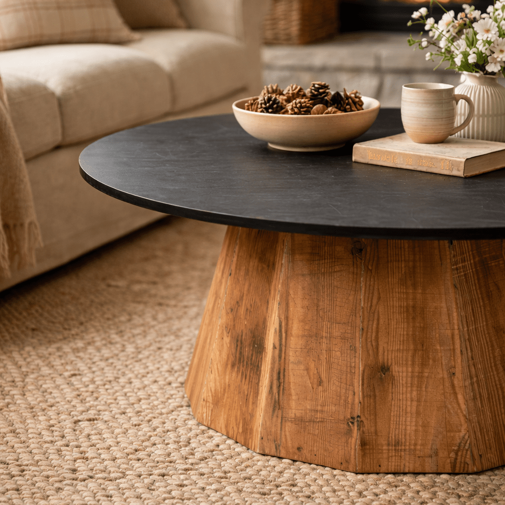 RUNALIN | שולחן סלון עגול מעץ, קוטר 80 ס"מ - KUALA