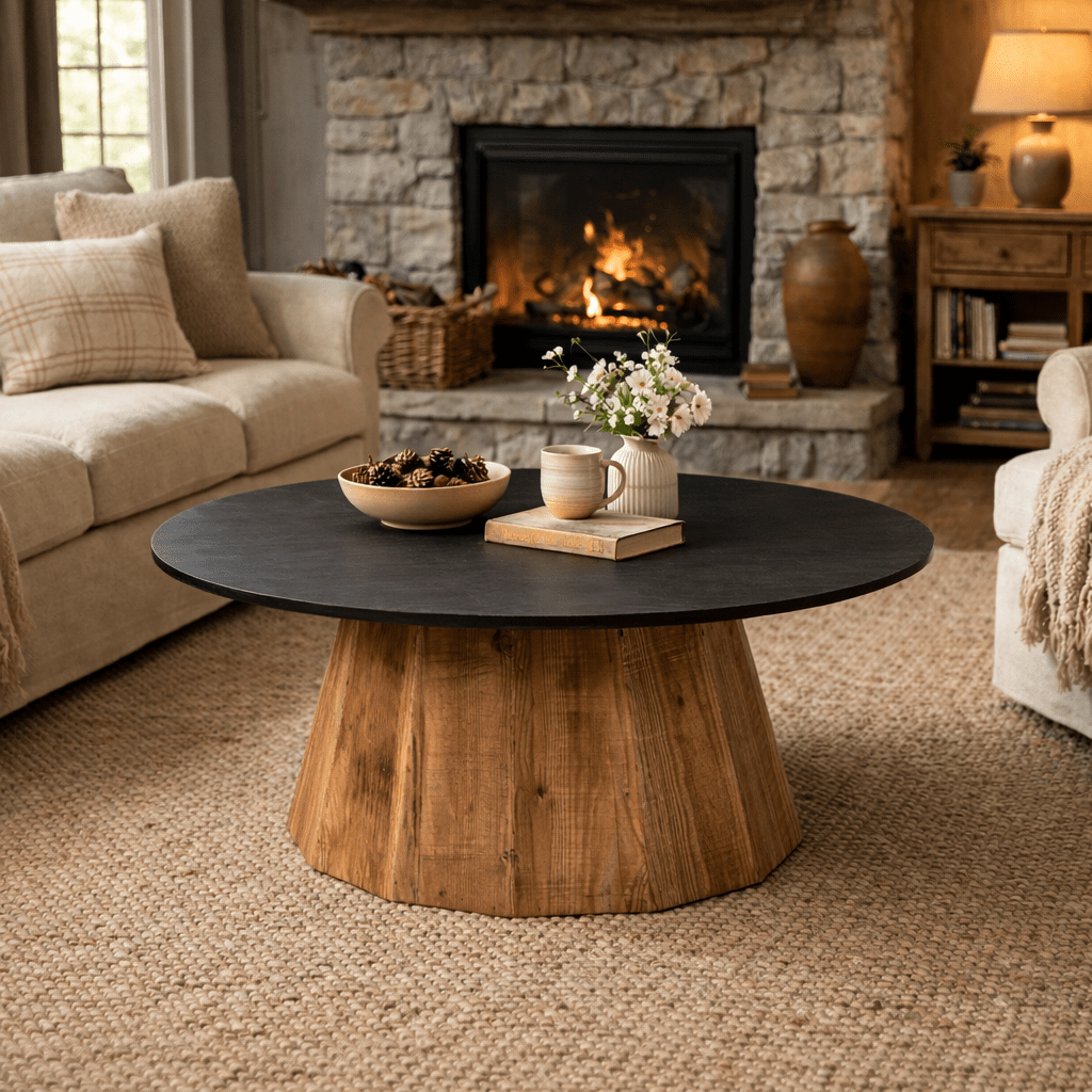 RUNALIN | שולחן סלון עגול מעץ, קוטר 80 ס"מ - KUALA