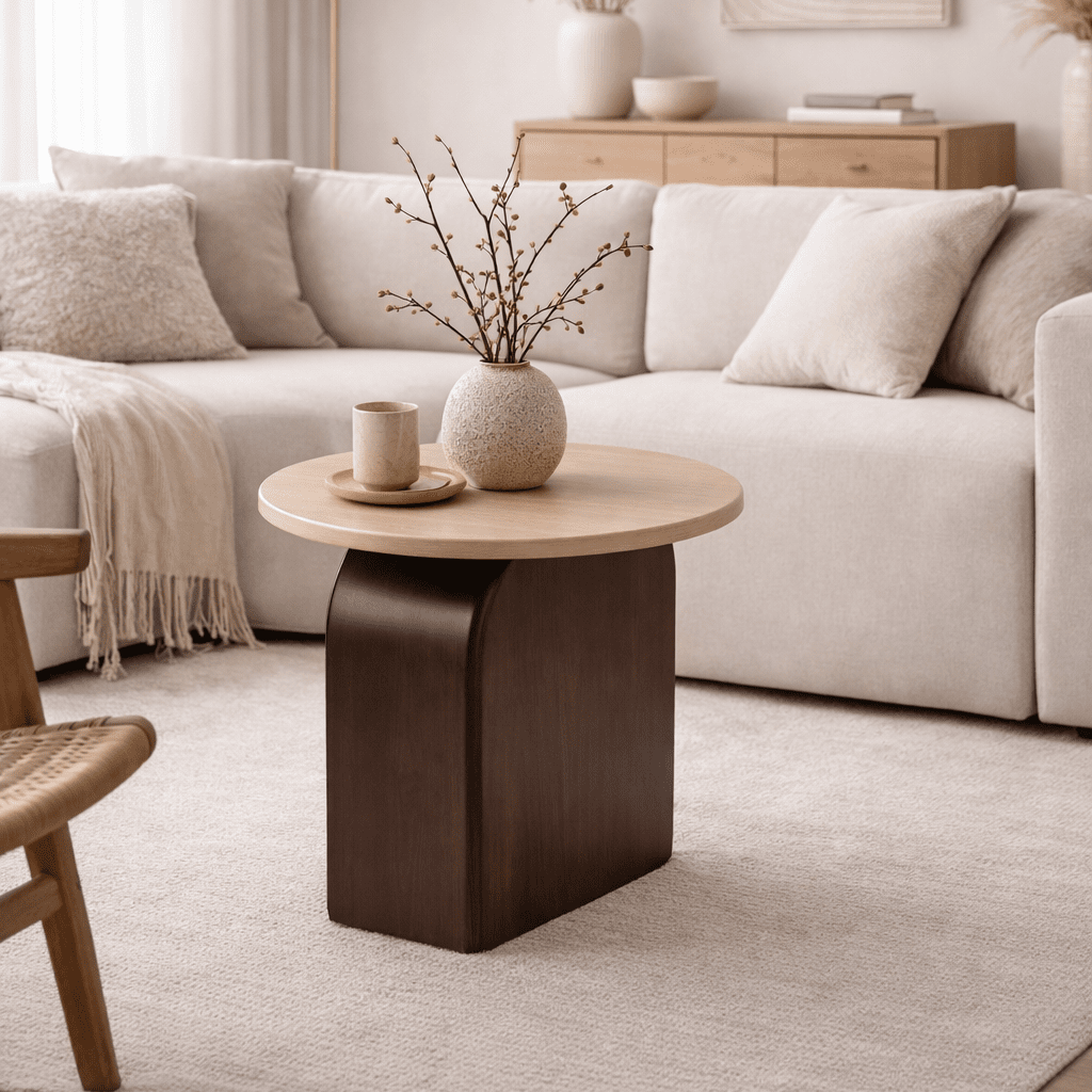 RUNASA | שולחן סלון עגול מעץ מנגו מלא, קוטר 60 ס"מ - KUALA