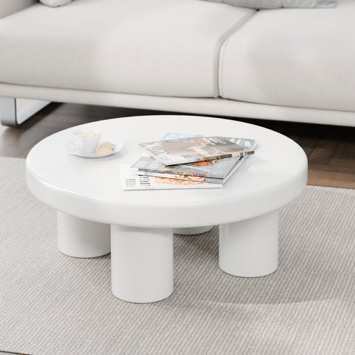 מעבר לעמוד מוצר SEK | שולחן סלון לבן, עגול ובעיצוב ג'פנדי