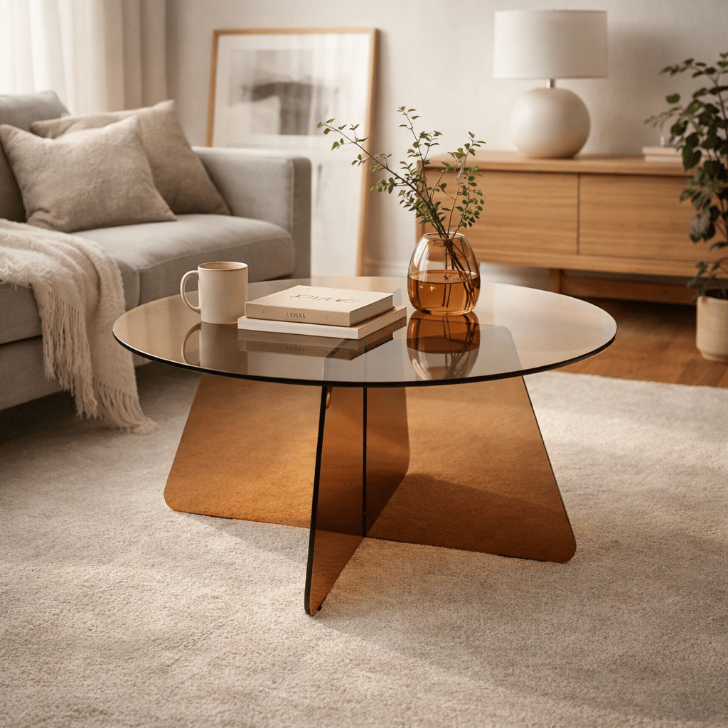 SAYA | שולחן סלון עגול מזכוכית, קוטר 80 ס"מ - KUALA