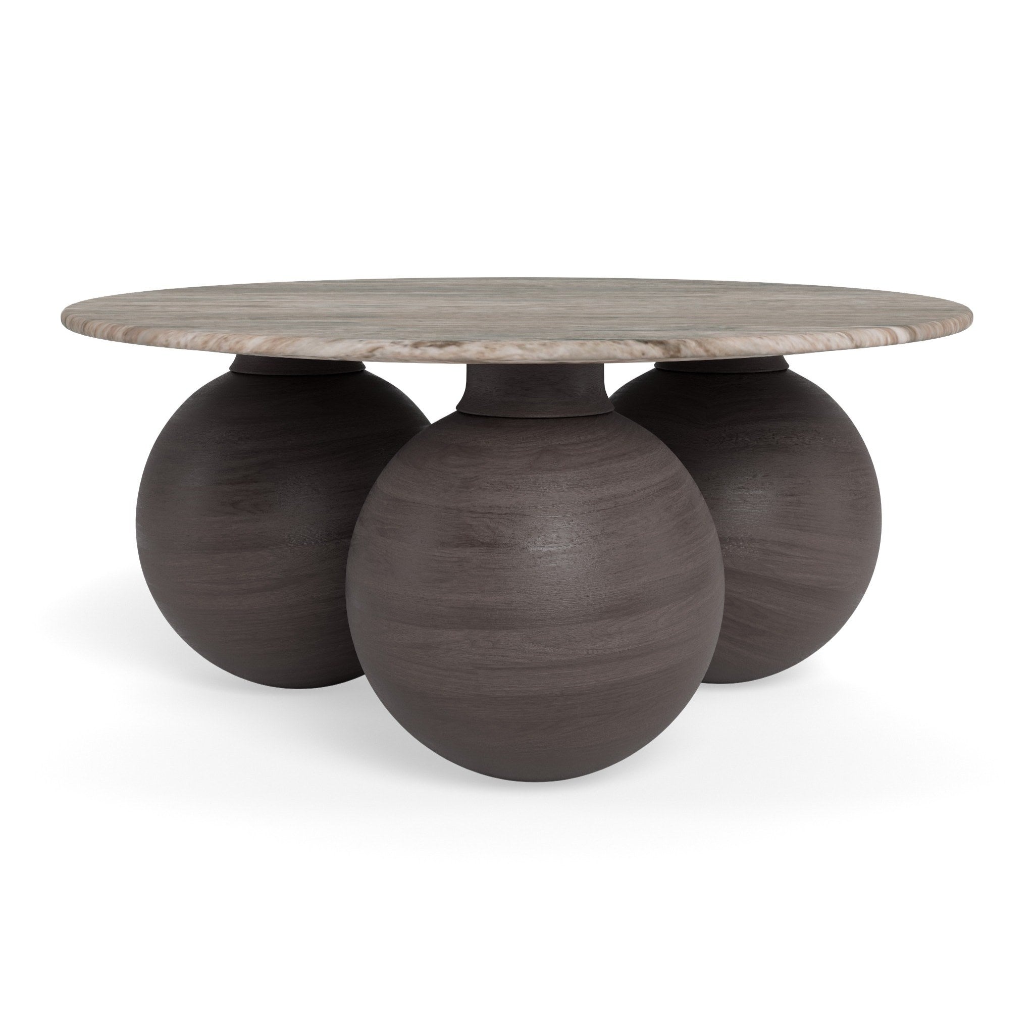 BRUNO | שולחן סלון עגול משיש ועץ מנגו, קוטר 95 ס"מ